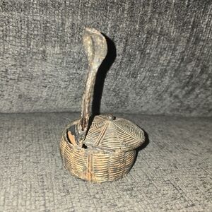 Vintage Handmade Snake In Basket Decor
